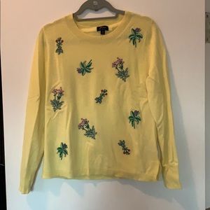 J crew embroidered 100% cashmere sweater, size M